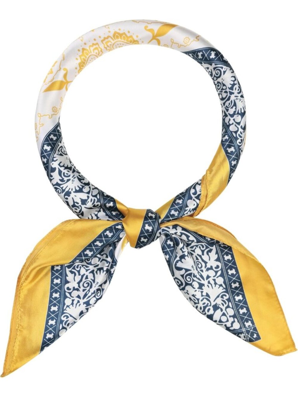 Large Paisley Satin Square Scarf - 35" Silk-Like Hair Wrap & Headband
